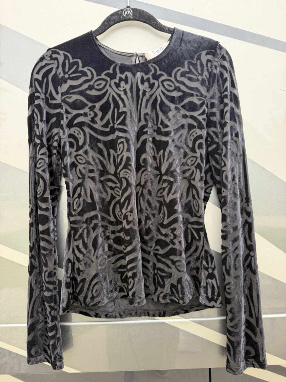 SEA Julie black burnout velvet stretch holiday whimsigoth witchy top M